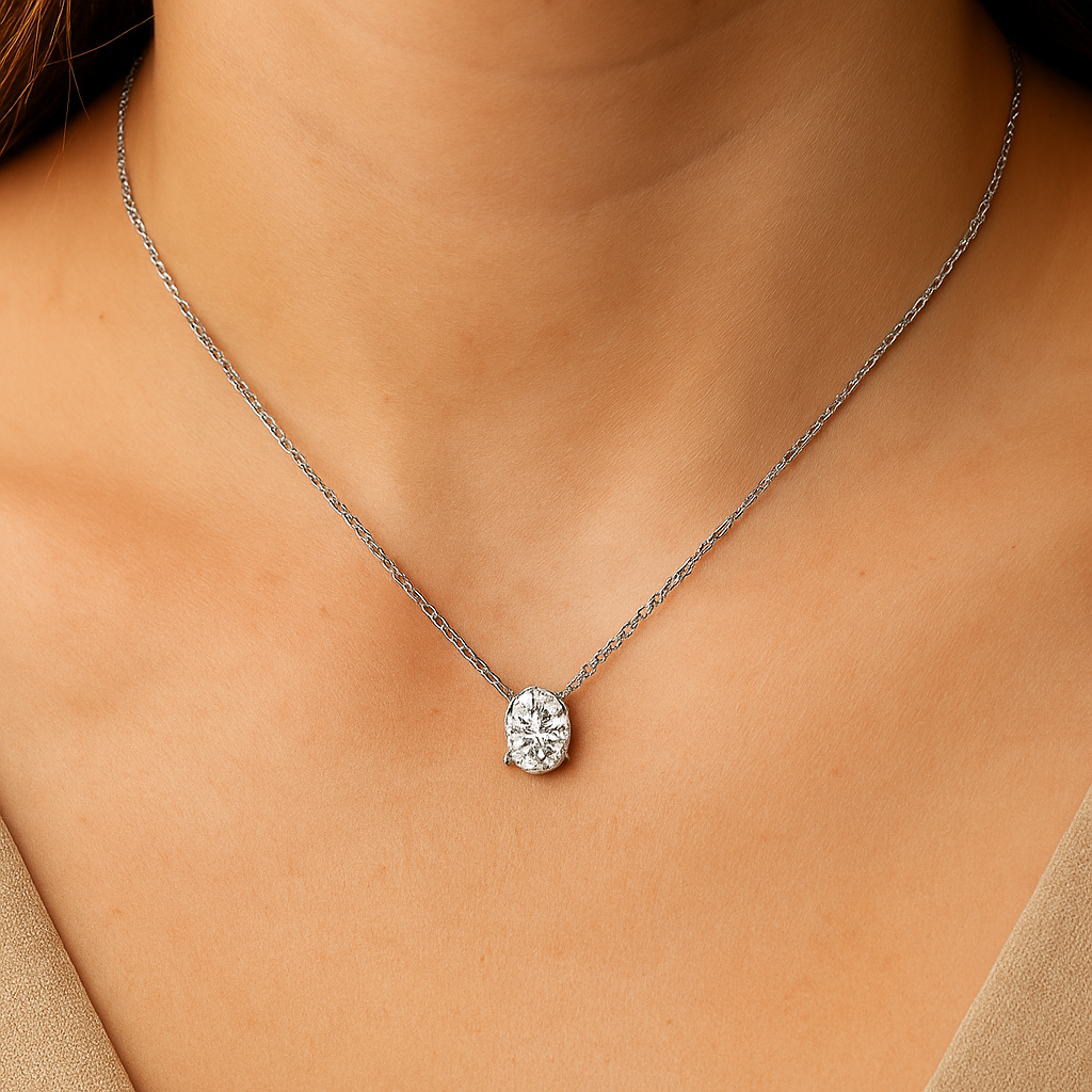 Sika™ Radiant Cut Carat VVS Moissanite Diamond Necklaces