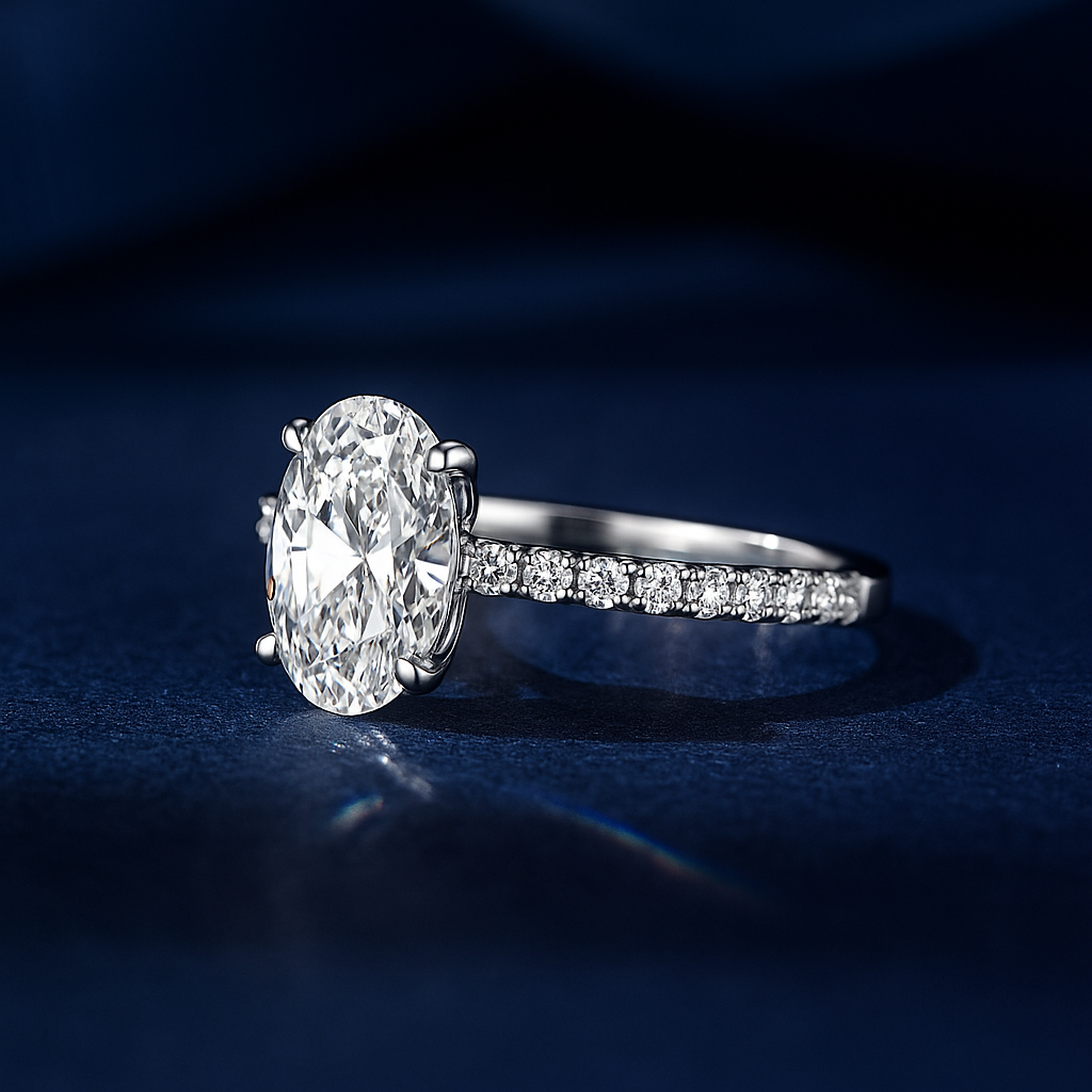Sika™ Radiant Oval Cut 4 Carat VVS Moissanite Diamond Ring