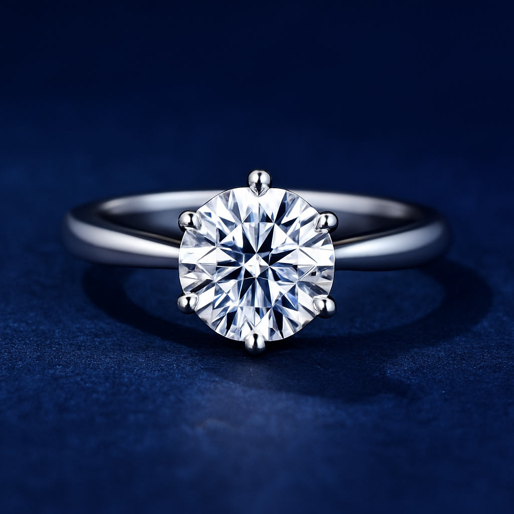 SIKA™ Round Cut 1ct Moissanite Solitaire Ring in 925 Sterling Silver