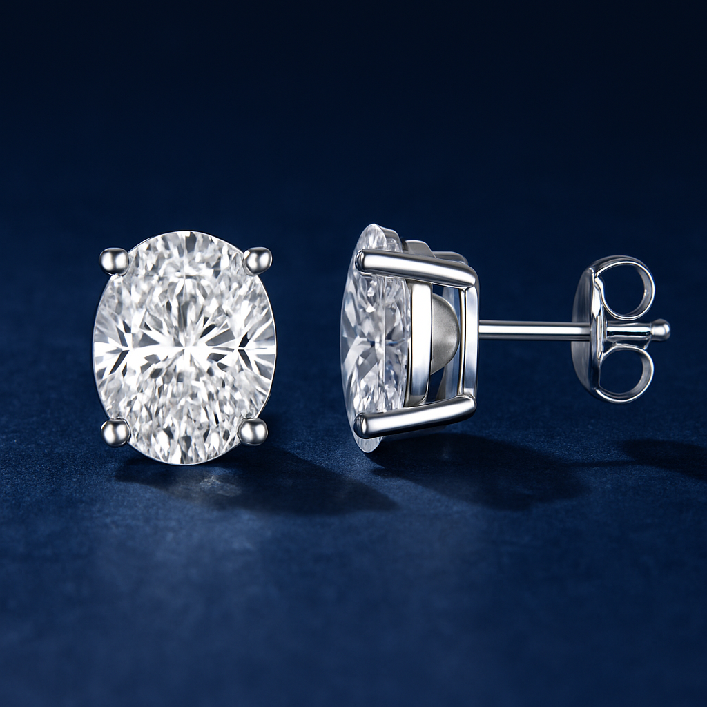 SIKA™ Classic Solitaire Oval Cut Moissanite Earrings