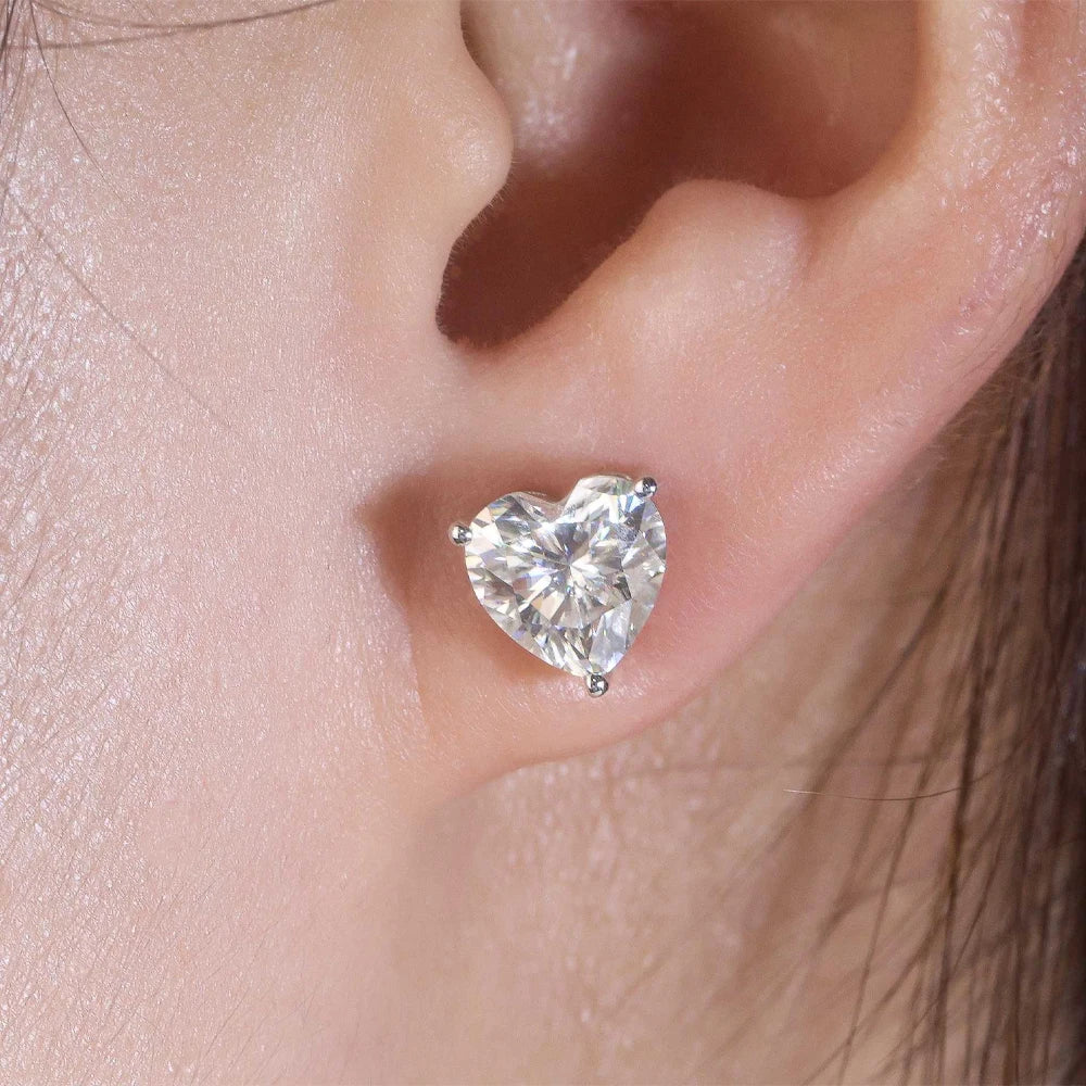 SIKA™ Solitaire Heart Cut Moissanite Earrings