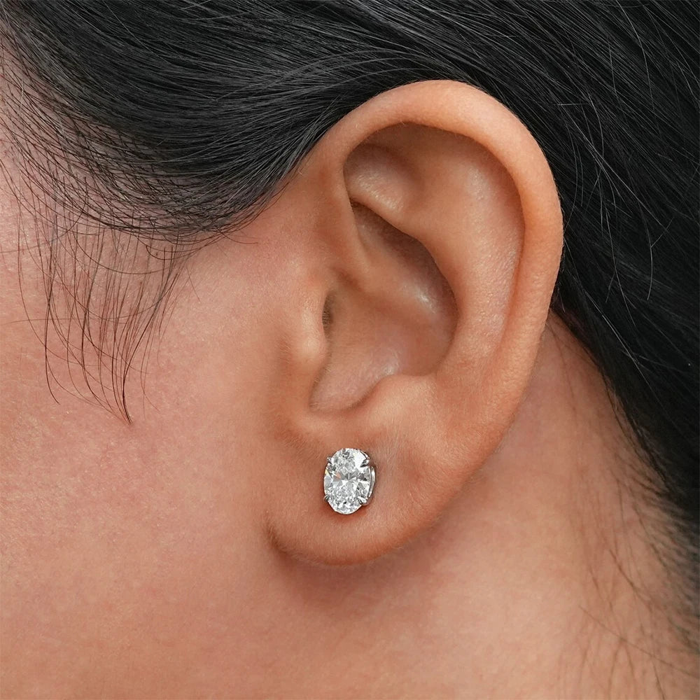 SIKA™ Classic Solitaire Oval Cut Moissanite Earrings