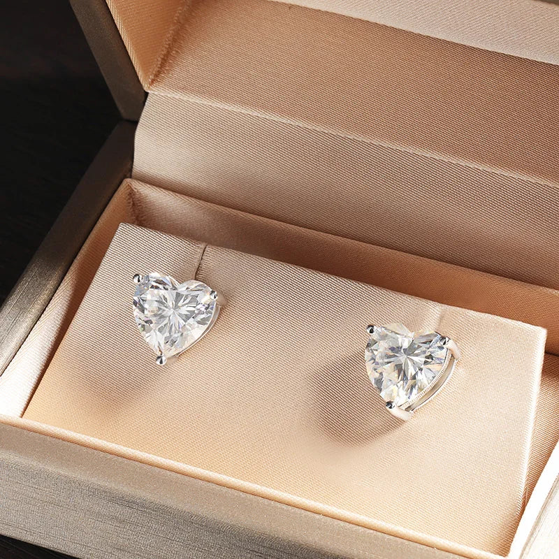SIKA™ Solitaire Heart Cut Moissanite Earrings