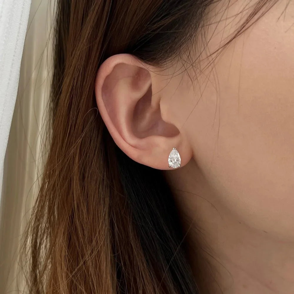 SIKA™ Classic Solitaire Pear Cut Moissanite Earrings