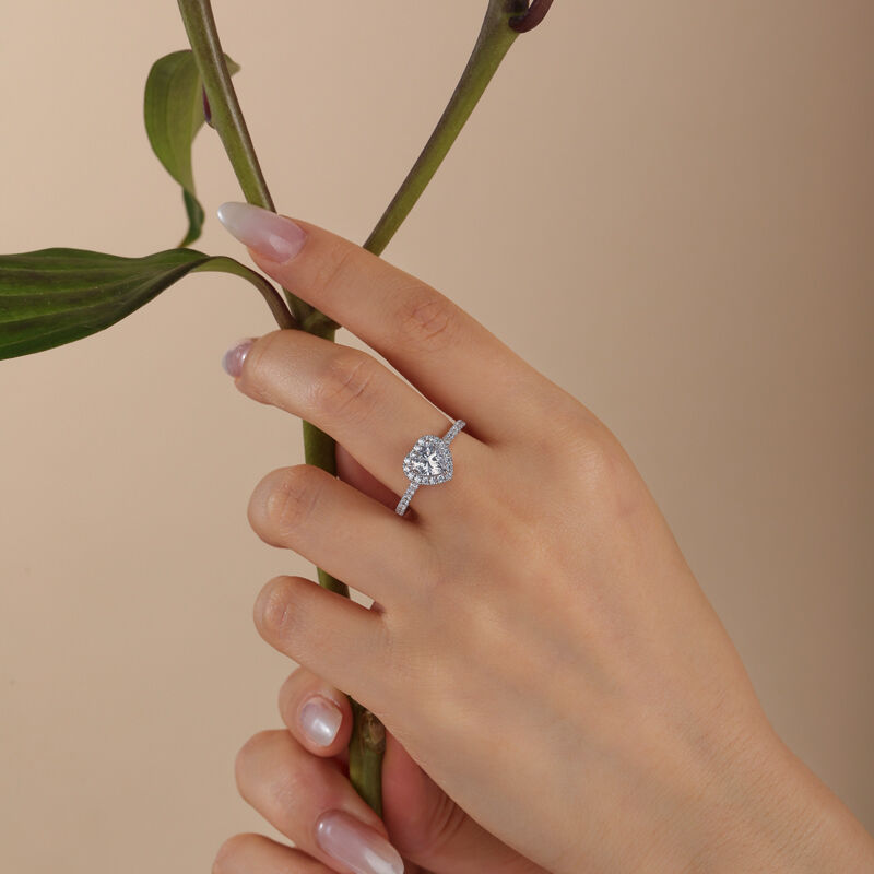SIKA™ Halo Heart Moissanite Ring in Sterling Silver