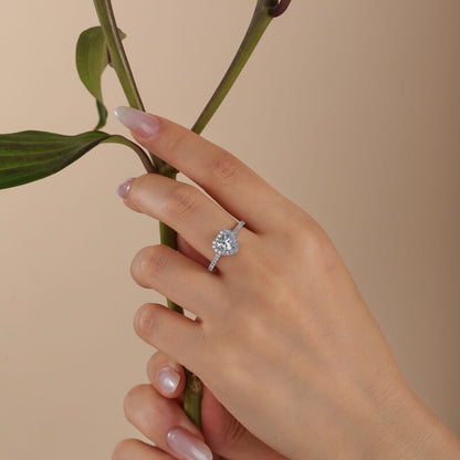 SIKA™ Halo Heart Moissanite Ring in Sterling Silver