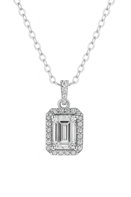 SIKA™ Halo Radiant-Cut Moissanite Necklace