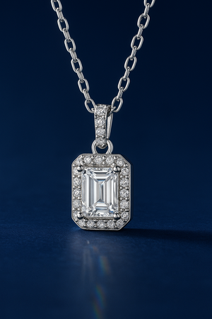 SIKA™ Halo Radiant-Cut Moissanite Necklace