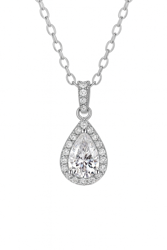 SIKA™ Halo Pear Cut Moissanite Earrings Necklace