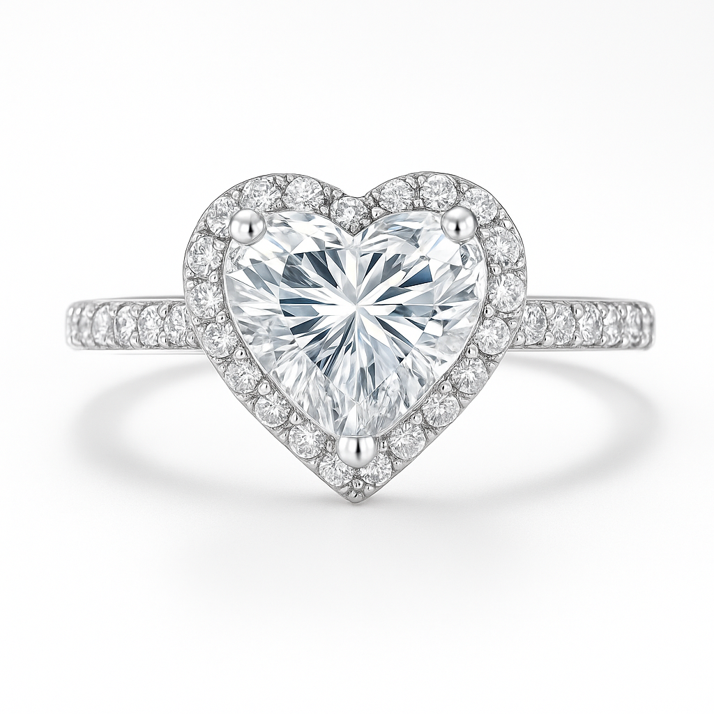SIKA™ Halo Heart Moissanite Ring in Sterling Silver
