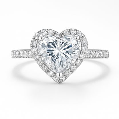 SIKA™ Halo Heart Moissanite Ring in Sterling Silver