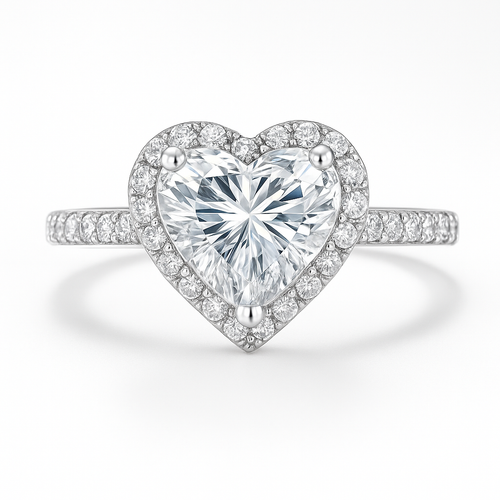 SIKA™ Halo Heart Moissanite Ring in Sterling Silver