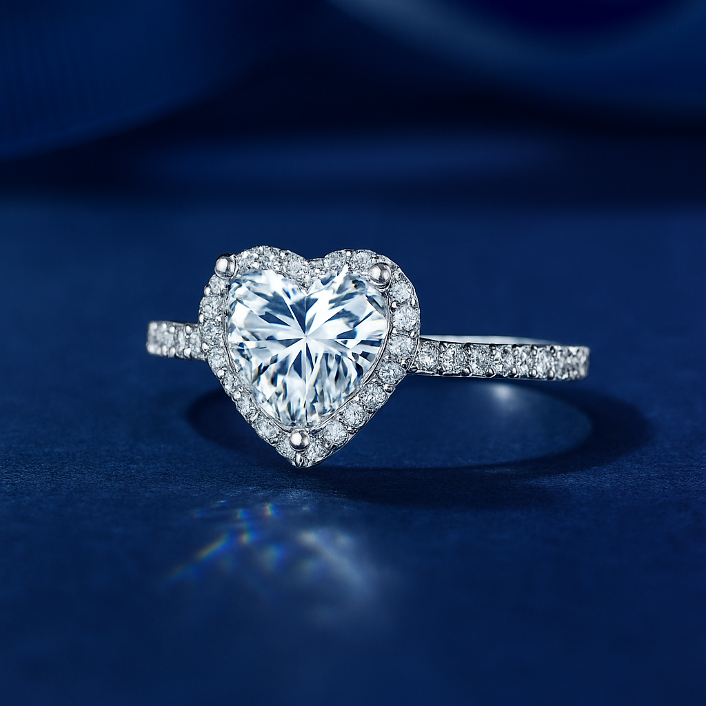 SIKA™ Halo Heart Moissanite Ring in Sterling Silver
