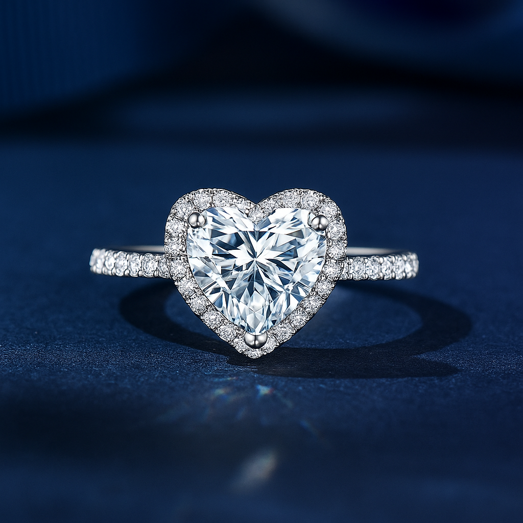 SIKA™ Halo Heart Moissanite Ring in Sterling Silver
