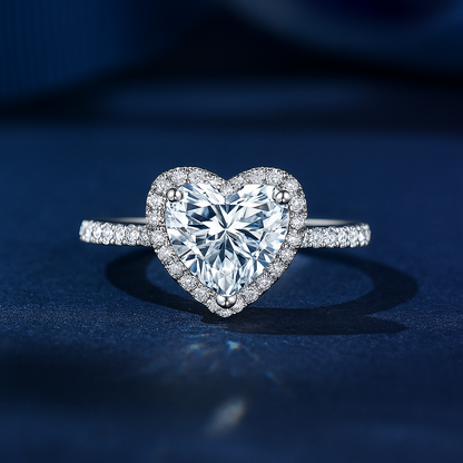 SIKA™ Halo Heart Moissanite Ring in Sterling Silver