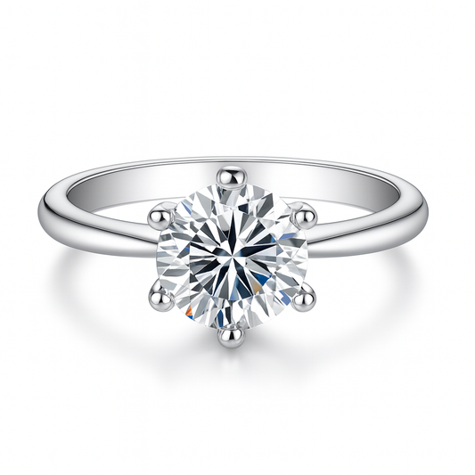 SIKA™ Round Cut 1ct Moissanite Solitaire Ring in 925 Sterling Silver