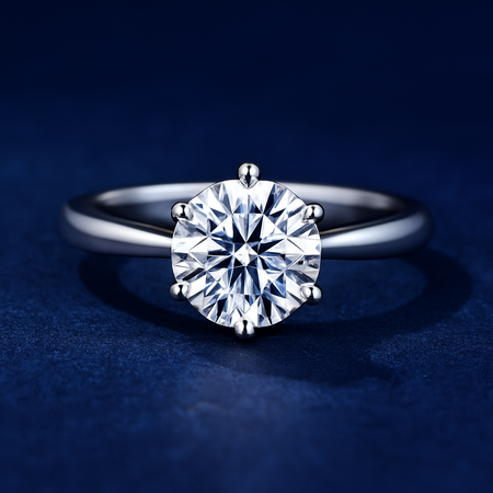 SIKA™ Round Cut 1ct Moissanite Solitaire Ring in 925 Sterling Silver