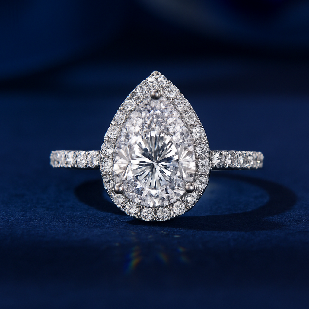 Sika™ Pear Cut Moissanite Ring in Sterling Silver