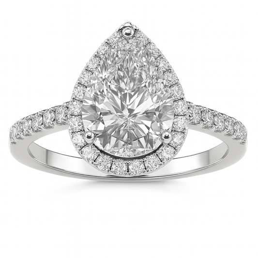 Sika™ Pear Cut Moissanite Ring in Sterling Silver