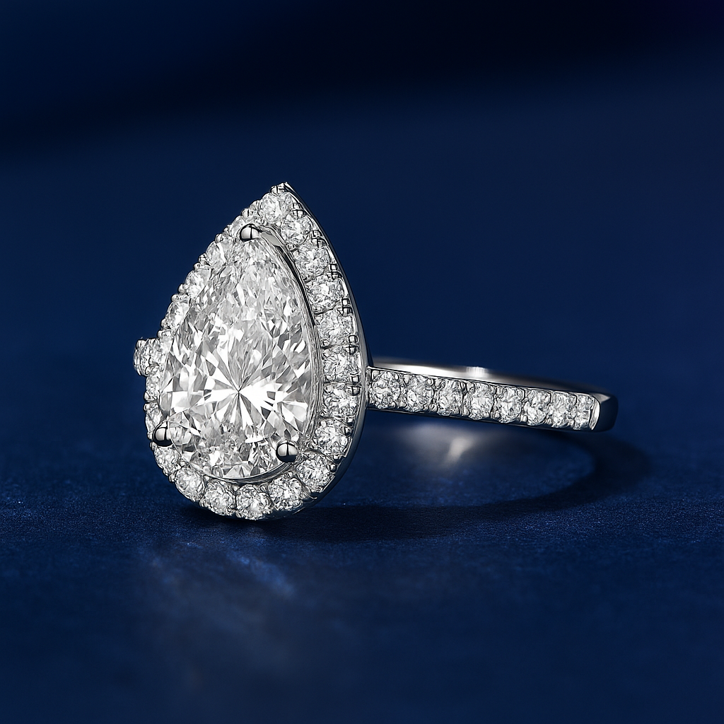 Sika™ Pear Cut Moissanite Ring in Sterling Silver