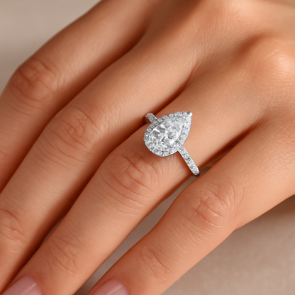 Sika™ Pear Cut Moissanite Ring in Sterling Silver