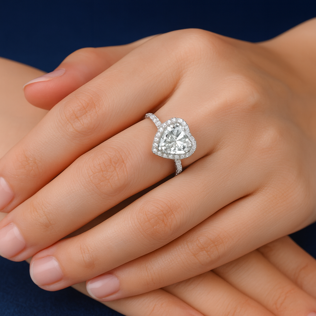 SIKA™ Halo Heart Moissanite Ring in Sterling Silver