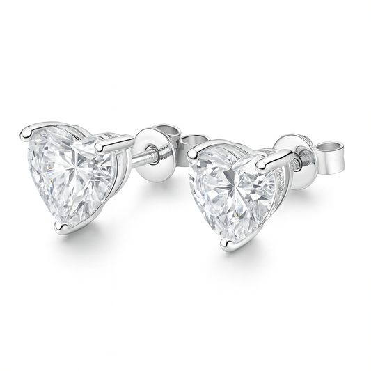 SIKA™ Solitaire Heart Cut Moissanite Earrings