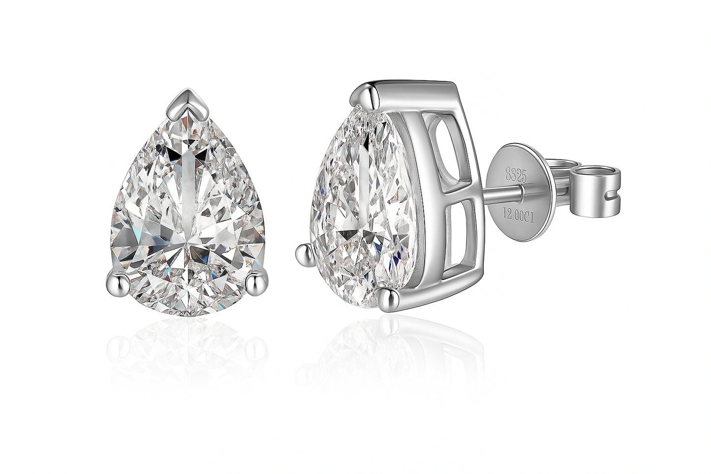 SIKA™ Classic Solitaire Pear Cut Moissanite Earrings