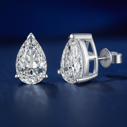 SIKA™ Classic Solitaire Pear Cut Moissanite Earrings
