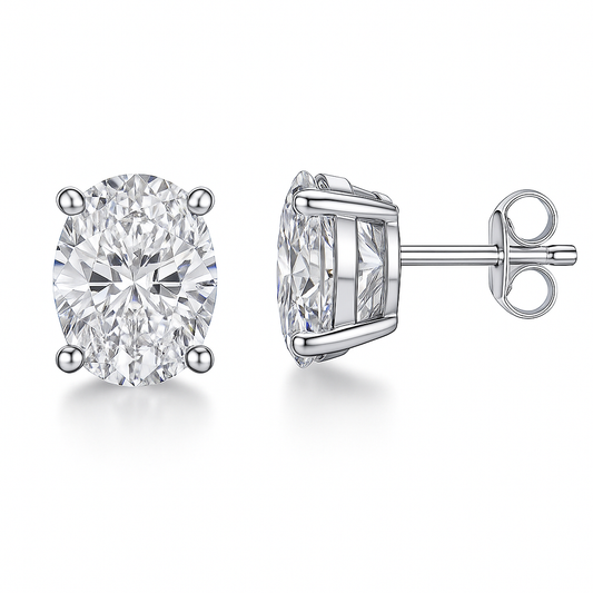 SIKA™ Classic Solitaire Oval Cut Moissanite Earrings
