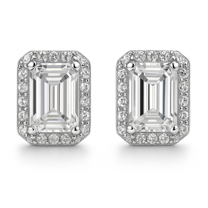 SIKA™ Halo Emerald Cut Moissanite Earrings
