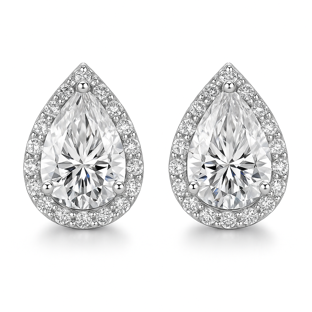 SIKA™ Halo Pear Cut Moissanite Earrings