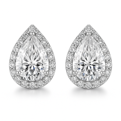 SIKA™ Halo Pear Cut Moissanite Earrings