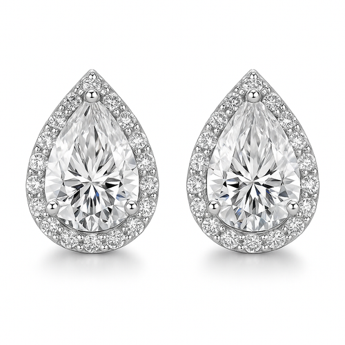 SIKA™ Halo Pear Cut Moissanite Earrings
